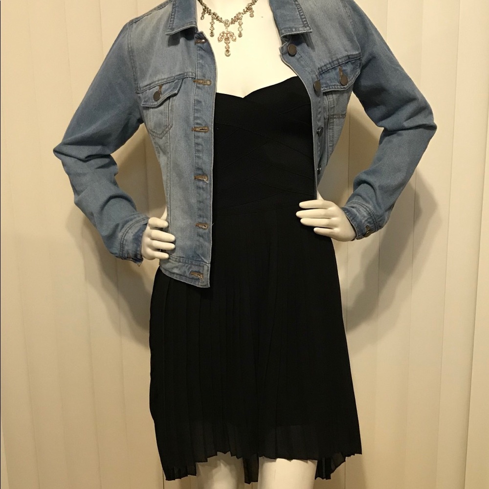 Sans Sauci strapless high low little black dress.